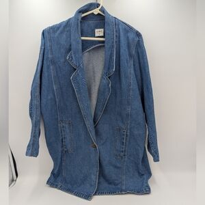 Vintage CMC Women's Denim Blazer Jacket Oversized Coat Small Retro Made In US